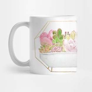 botanical succulent in a golden rack watercolor Mug